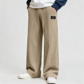 Men's Trousers Corduroy Pants Casual Pants Baggy Pants Drawstring Elastic Waist Solid Color Comfort Full Length Daily Outdoor Streetwear Fashion Classic Style