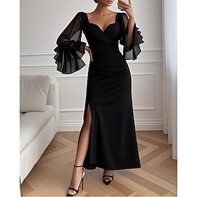 Per donna Abito Lungo Maxi Abito Abito nero Vestito da Festa Abito da Cocktail Elegante Moda Moderno Festa serale Feste Occasione speciale Vestibilità regolare