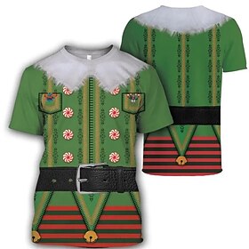 T-shirt Cartoon Print Casual Novelty Christmas T-shirt Sleeve Crew Neck Graphic for Couple's Men's Women's Adults' 3D Print  for Christmas Carnival Masquerade