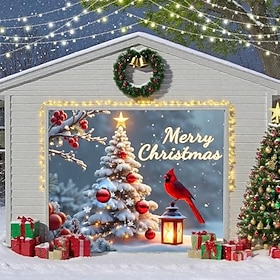 Christmas Garage Door Cover, Large Christmas Banner Backdrop Decorations Hanging Door Photography Decor for Indoor Outdoor House Patio Lawn Party Background,Ca