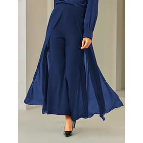 Palazzohose für Damen, schwarz, lange Länge, Chiffon, hohe Elastizität, elegant, lässig, alltagstauglich, Frühling,…: retailer-supplied image
