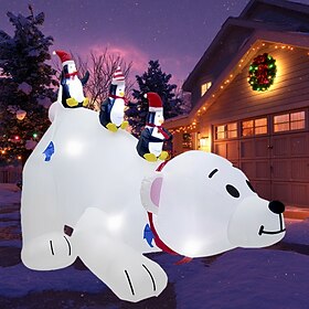 Christmas inflatable decoration 2.4M/8FTLED illuminated polar bear penguin indoor and outdoor courtyard lawn garden party holiday atmosphere decoration lights