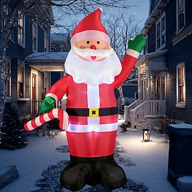 3.6M/12FT Christmas Large Handheld Candy Stick, Santa Claus LED with Light, Inflatable Air Model, Indoor and Outdoor Courtyard Lawn Path, Christmas Atmosphere
