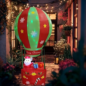 Christmas Santa Claus inflatable hot air balloon LED with light emitting inflatable model rotating colorful dance table lamp indoor and outdoor courtyard lawn