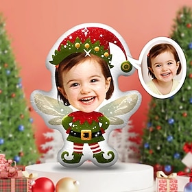 Personalized Customized Christmas Photo Face Pillow Creative DIY Humanoid Cushion Funny Birthday Gift For Friends Unique Picture Pillow Custom Photo Gifts Xmas