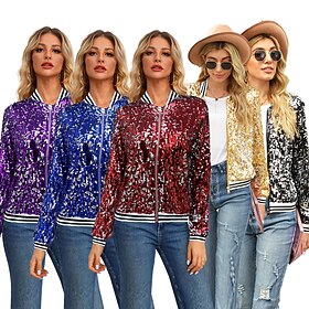 Carnival Costume Carnival Coat Sequin Costume Cosplay Sequins Adults' Women's Carnival Mardi Gras Fat Tuesday Performance Party Easy Carnival Costume Dress Up