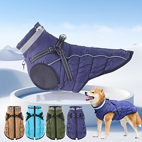Warm Dog Coat Dog Jacket Waterproof Puppy Winter Coat with Buckles Reflective Adjustable Pet Snow Jacket Fleece Sweater for Medium Large Dogs