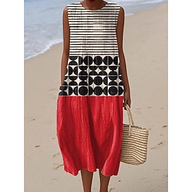 Per donna Abito Midi Vestito Estivo Abito a Tubino Abito a trapezio Vacanza Casual Boho Spiaggia Uscire Vestibilità comoda Grafico Geometrico Senza Ma