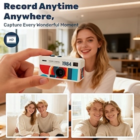 Mini Keychain Camera - 1080P FHD Mini Retro Digital Camera - Tiny Portable Small Cameras Vintage Compact Micro Cameras - Pocket Video Recorder OTG Adapters Fo