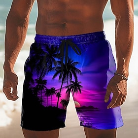 Per uomo Albero di Cocco Natura e paesaggi Piante Tropicali Costumi da bagno Pantaloncini da mare Pantaloncini da Surf Misura del girovita medio Hawai