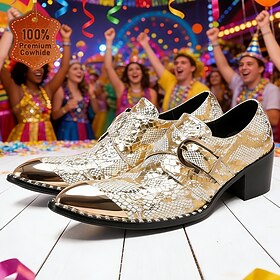 Mocassins pour hommes à boucle dorée brillante – chaussures élégantes en cuir de vachette pleine fleur de qualité supérieure avec une boucle remarquable, idéal