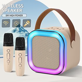 Wireless Microphone and Speaker Set Includes A Dynamic Microphone USB-charging Karaoke Machine Portable Handheld Karaoke System with Dynamic Microphone and USB