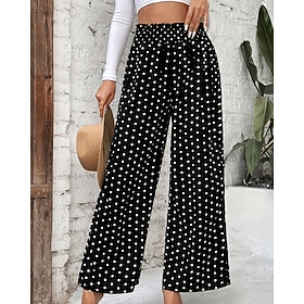 Per donna Culotte Gamba Larga Chinos Vacanza Streetwear Casual Lunghezza intera Vita media A Pois Tasca Fascia Elastica Stampa Comodo Comodità Elastic