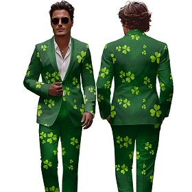 St. Patrick 2026 Hose Anzüge Blazer Kleeblatt Irisch Neuheit Lustig Erwachsene Herren St. Patrick's Day Lässig Party Einfache Halloween-Kostüme Verkleiden