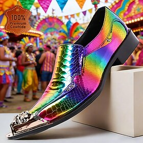 Homme Carnaval Cuir Cuir de vache pleine fleur italien Confortable Antidérapant Mocassin Fuchsia