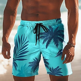 Per uomo Albero di Cocco Piante Tropicali Costumi da bagno Pantaloncini da mare Pantaloncini da Surf Misura del girovita medio Hawaiano Vacanza al Mar