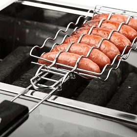 BBQ Sausage Grill Basket, Durable Outdoor Picnic and Camping Kitchen Tool, Perfect Gift for Grilling, Cooking Essential for BBQ Lovers