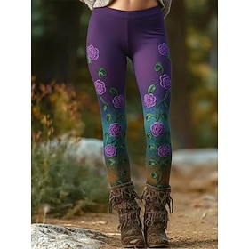 Women's Viking Leggings Cozy Leggings Vacation Casual Full Length High Waist Floral Graphic Printing Comfort Comfortable High Elasticity Casual Daily Vacation