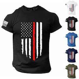 Men's American US Flag T Shirt Short Sleeve Shirt T shirt Tee Tee Top Short Sleeve T shirt 3D Print Crew Neck Shirt Sports Designer Retro Vintage Daily Beach V