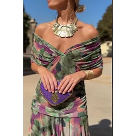 Women's Midi Dress Sheath Dress Wrap Dress Bandage Dress Bodycon Dress Vacation Party Birthday Wedding Outdoor Party Slim Solid Color Graphic Short Sleeve Off