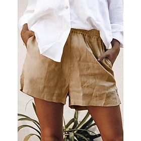 Per donna Pantaloni in cotone e lino Chinos Shorts Vacanza Essenziale Casual Corto Vita Alta Semplice Tasca Fascia Elastica Comodo Comodità Morbido Elasticizza