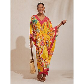 Boho Paisley Flowy Chiffon Kaftan: retailer-supplied image