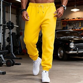 Men's Sweatpants Joggers Trousers Drawstring Pocket Elastic Waist Plain Comfort Breathable Daily Outdoor Holiday Vacation Fashion Black Yellow Micro-elastic