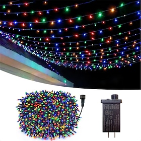 50 m oder 100 m lange, wasserdichte Lichterkette mit 8-stufigem Netzteil, ideal für Garten, Terrasse, Hochzeiten und Partys.