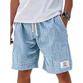 Men's Shorts Summer Shorts Beach Shorts Casual Shorts Drawstring Elastic Waist Solid Color Comfort Knee Length Daily Outdoor Streetwear Fashion Retro Vintage B