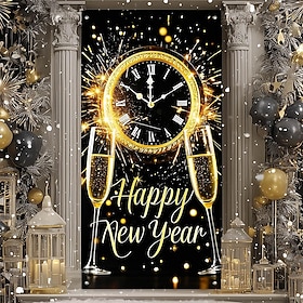 New Year Posters Door Cover Outdoor Banners Happy New Year 2026 Cute 3D Party Dorm Teens Room College Dorm Guys Man Cave Frat Bedroom Shooting Backgrounds Home