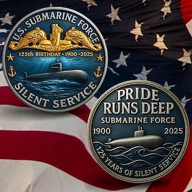 U.S. Submarine Force 125th Anniversary Commemorative Coin, U.S. Navy Submariner Tribute Collectible, Military Challenge Coin, Veteran Memorial Souvenir