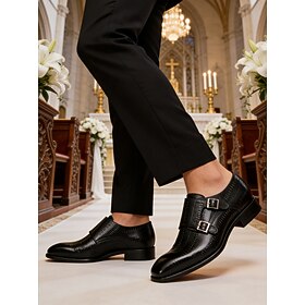 Men's Black Leather Oxford Shoes – Classic Lace-Up Design with Perforated Detailing, Ideal for Weddings, Business Meetings and Formal Occasions