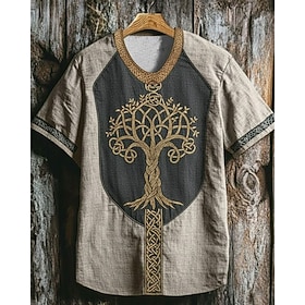 Homme T-shirt T-shirt graphique Chemise à manches courtes Manche Courte Col en V Été Tribal Arbre de la vie Yggdrasil ancien Designer Basique Imprimé Vacances