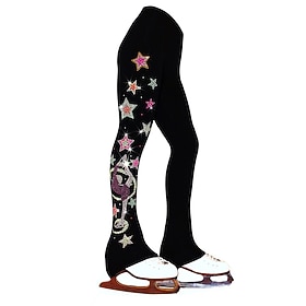 Pantalones de patinaje artístico Mujer Chica Patinaje Sobre Hielo Prendas de abajo Negro Elástico Entrenamiento Competición Ropa de Patinaje Mantiene abrigado