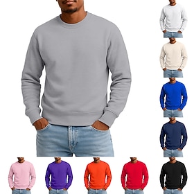 Men's Sweatshirt Pullover Hoodie Sweatshirt Pullover Button Up Hoodie Blue White Khaki Black Yellow Crew Neck Plain Casual Daily Sports Outdoor Streetwear Spo