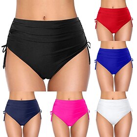 Women's Swimwear 2 Piece Cheeky Swimsuit Drawstring Vacation Beach Wear Solid Color Sleeveless Bathing Suits