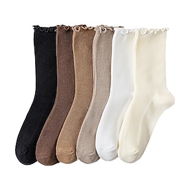 Socks Sports Socks Outdoor Exercise Walking Bike / Cycling Thermal Warm Windproof 1 Pair Solid Color Cotton Black White Cream One-Size