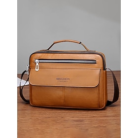Men's Shoulder Bag Messenger Bag Crossbody Bag Shoulder Bags PU Leather Casual Office Father's Day Zipper Multiple pockets Large Capacity Waterproof Solid Colo