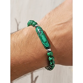 Herenarmband van natuursteen, veelkleurige kralen met accenten, ideaal voor St. Patrick's Day en dagelijks gebruik, stijlvol en uniek.