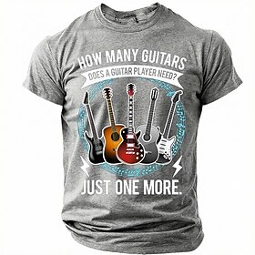 How Many Guitars Does A Guitar Player Need Just One More Funny Slogan T-Shirt Mens Vintage Musical Instruments Graphic Tee Humorous Guitarist Dad Gift Tops Clo