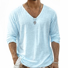Men Tee Top Linen T… - image