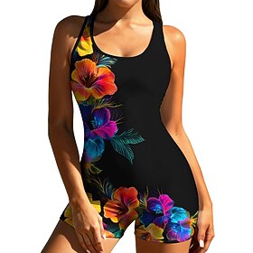 Women's Regular Rash Guard One Piece Surfing Suit Bathing Suit Floral Tropical Color-blocking Removable Pad Front Zip UV Sun Protection UPF50 Stretchy Sleevele