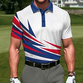 Men's Abstract Golf Sports Polo Shirts Short Sleeve Polo Shirts Collared Shirts Casual Athleisure Buttons Spring  Summer Blue Red Purple
