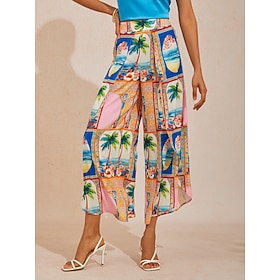 Sommerliche Auszeit: Satinhose mit geschwungenem Saum und weitem Bein, überkreuzt mit Trägern.: retailer-supplied image