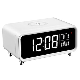 Wireless Charger Bedside Lamp with Alarm Clock, Digital Alarm Clocks Bedrooms Night Light, Alarm Clock Dimmable Light Bedrooms Smart Wireless Charging Clock