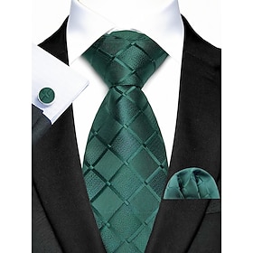 Men's Tie Pocket Square Cufflinks Set, Polyester Woven Pattern, Multi-Color Formal Accessories for Groom, Wedding, Valentine's Day, Business Events