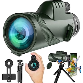 80x100 HD Monocular for Smartphone Adapter Tripod Telescope with BAK4 Prism for Birdwatching Hunting Hiking Outdoor Camping
