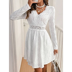 Per donna Abito al ginocchio Abito Lungo Maxi Abito Abito Bianco Abito in Pizzo Vestito Casual Elegante Moda Moderno Quotidiano Vacanza Uscire Vestibilità rego