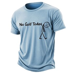 No Golf Today T Shirt Funny Stick Figure Golf Graphic Tee Washed Distressed Cotton Blend Mens Light Blue Vintage Sport Top Clothing Apparel S M L XL XXL XXXL
