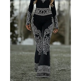 Women's Bootcut Leggings Vacation Vintage Ethnic Style Full Length High Waist Graphic Abstract 3D Print Comfort Quick Dry Breathability Stretchy Daily Home Out